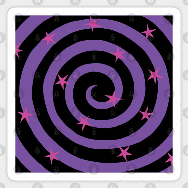 Purple HypnoSwirl with Pink Stars Sticker by UndrDesertMoons